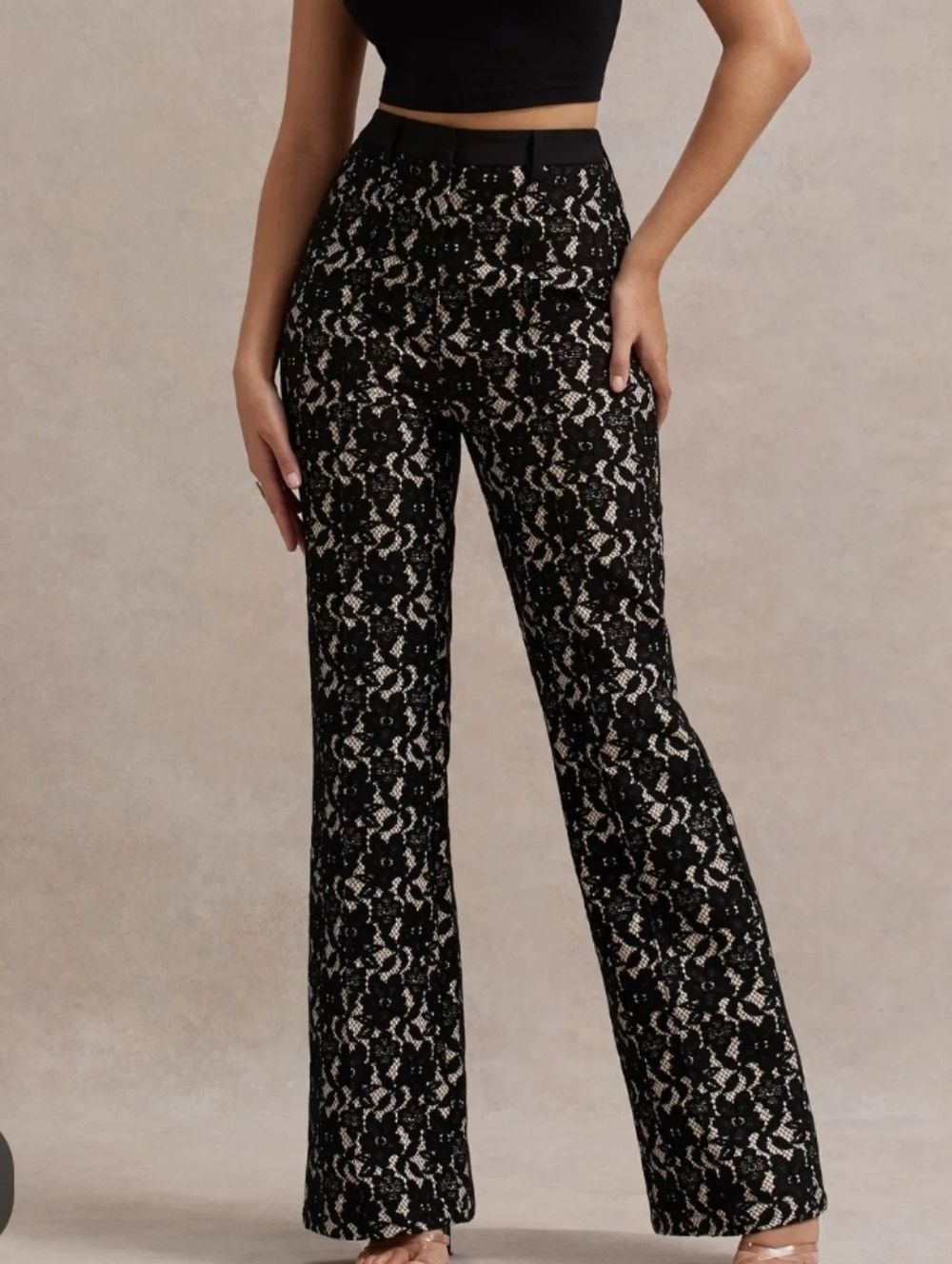 NWT Black Lace Wide Leg Elan Palooza Pants